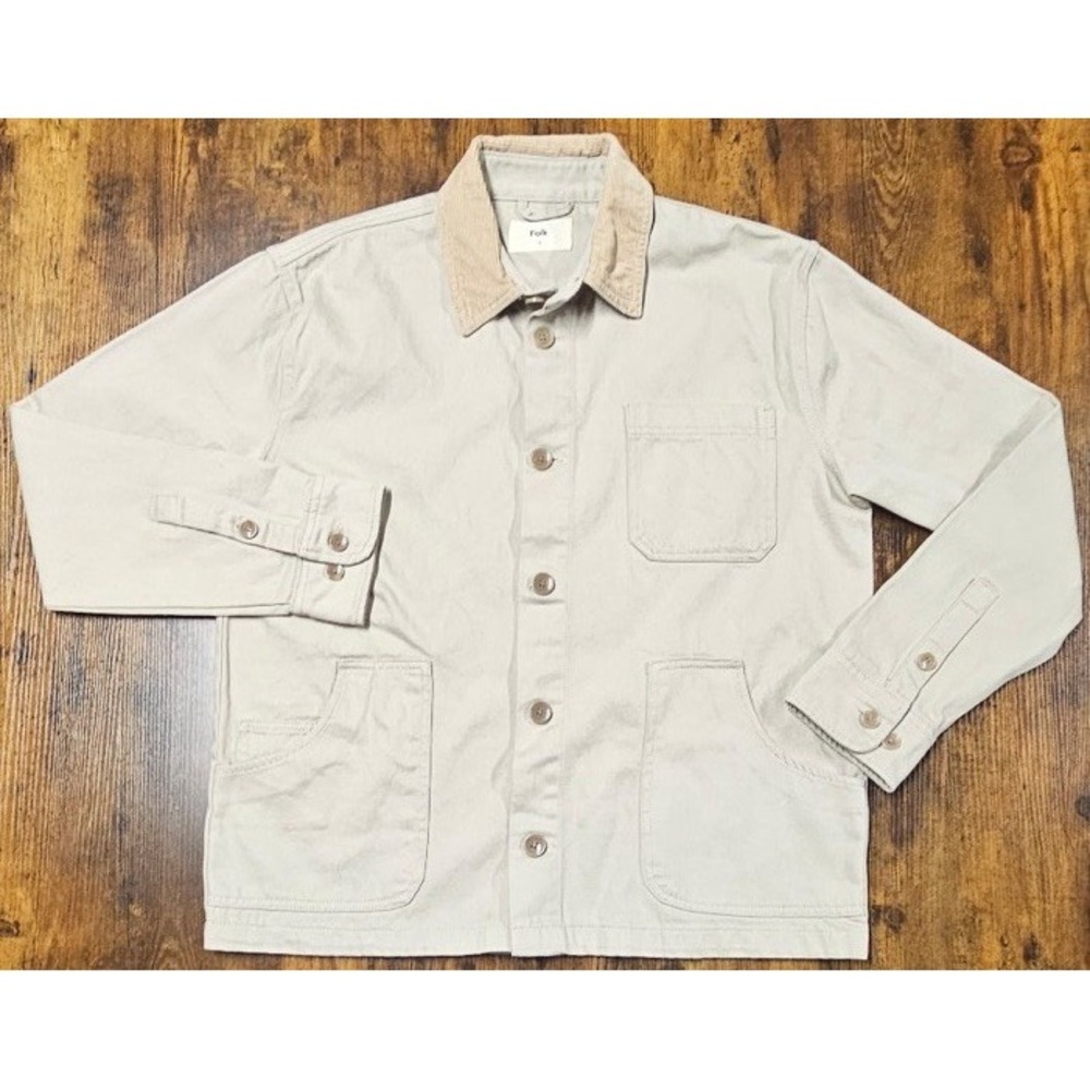 Folk Men's Clothing Nelson Stone Cord Jacket Beige Tan Pockets Size Large